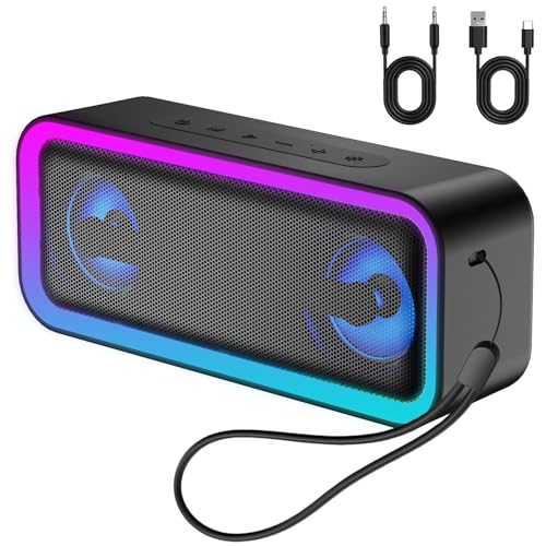 IKT Bluetooth Speaker 40W Loud Stereo Sound Portable Speaker 30Hrs Playtime Speakers Wireless Bluetooth 5.4 Deep Bass TWS Pairing 7 RGB lights IPX7 Waterproof Speakers for Home/Party/Outdoor