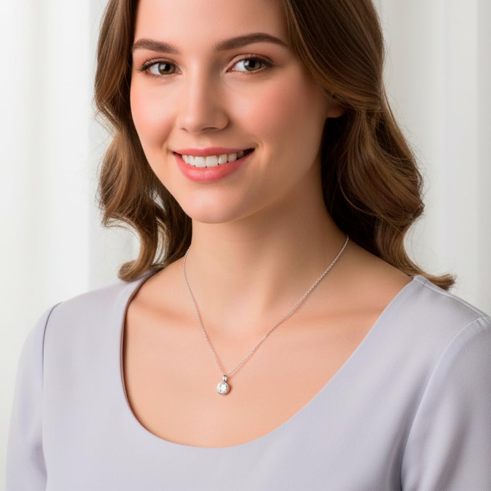 Colgante Mujer con Circonita y Cadena de plata de ley 925 - Regalos Originales para Mujer que se envían en una cajita Hand Made - Ideal para cumpleaños,aniversario, San Valentin o Navidad