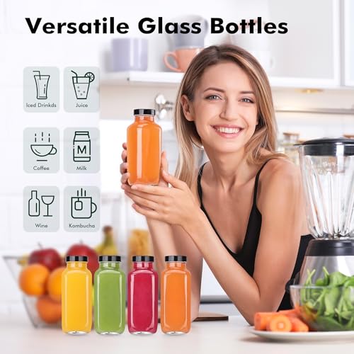 Glxgow 8 Pack 8 oz Glass Juice Bottles with Lids & Labels, Reusable Travel Juice Storage Containers, Clear Glass Drink Jars for Juicing, Water, Ginger, Wellness Shots - Leakproof, Dishwasher Safe by Glxgow - Used condition - Image 6