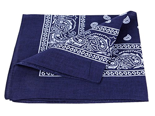 Alsino Zandana Foulard Bandana Motif cachemire 100 % coton, Bleu Marine,54 cm x 54 cm
