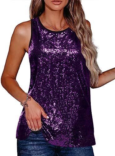 Zeagoo Women's Sleeveless Sparkle Shimmer Camisole Vest Glitter S...