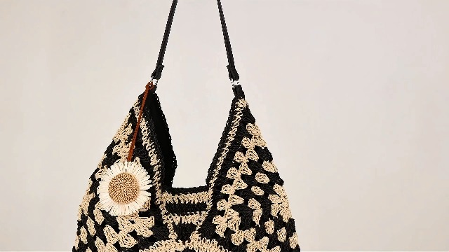 Bolso de playa de paja para mujer estiló hobo vintage miniatura 7