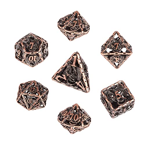 Dnd Dragon Hollow Metal Polyhedral Dice 7Pcs Set For Dungeons And Dragons Rpg Mtg Table Games D&D Pathfinder Shadowrun And Math Teaching #TOP2