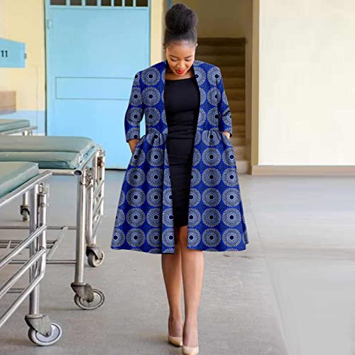 Africa Ankara Print Long Women's Jacket Casual Work Lining Plus Quilted Shoulder Jacket Windbreaker2