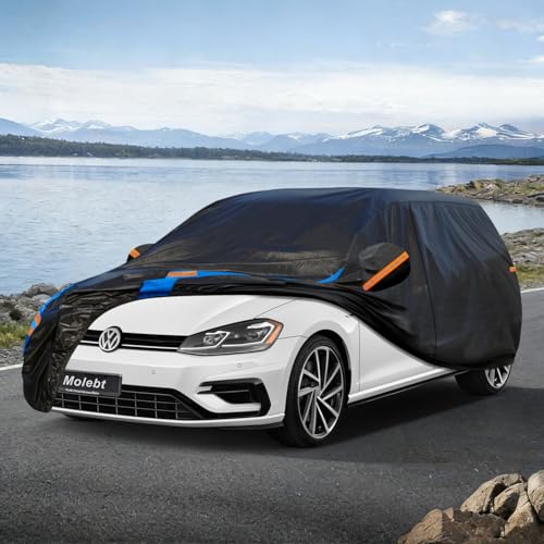 Image of Custom Fit Car Cover for Volkswagen VW Golf Hatchback (2003-2026), Upgraded Waterproof All Weather Outdoor Auto Cover with Driver Door Zipper & Mirror Pockets, UV /Snow /Dust Protection