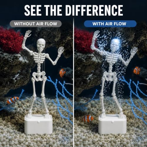 Image of Azoth Dancing Skeleton Aquarium Decoration | Bubble Activated, Fish Tank