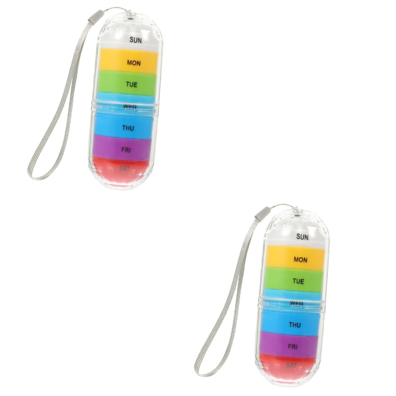 FRCOLOR 2St 7-Tage-Pillendose mit Fächern Medizin Reise-Pillen-Organizer monatlich Pillenspender aufbewahrungsdose storage boxes bequemer Fall kompakter Medikamenten-Organizer pp Colorful
