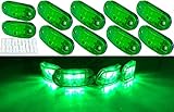 HyLikota 10pcs Green 2.5 inch Oval 4 SMD Trailer Side Marker Led Lights Truck clearance lights Trailer Lights Indicator Waterproof