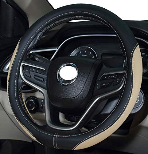 Funda de volante de cuero de microfibra Tamaño universal 37-38cm (Beige) Cover