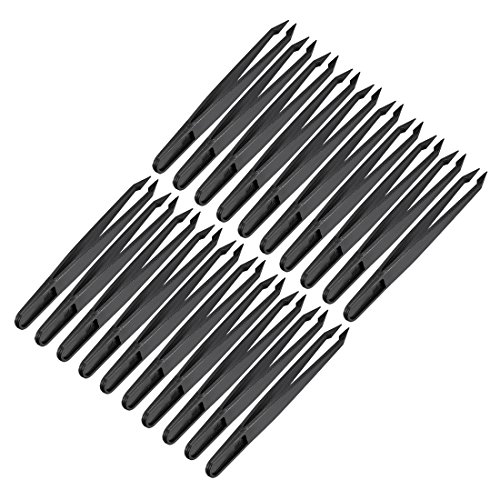 Uxcell Plastic Anti-Static Tweezers, Precision Slant Point Tip For Craft Diy Beauty Electronics Repair Tool Black 20 Pcs #TOP13