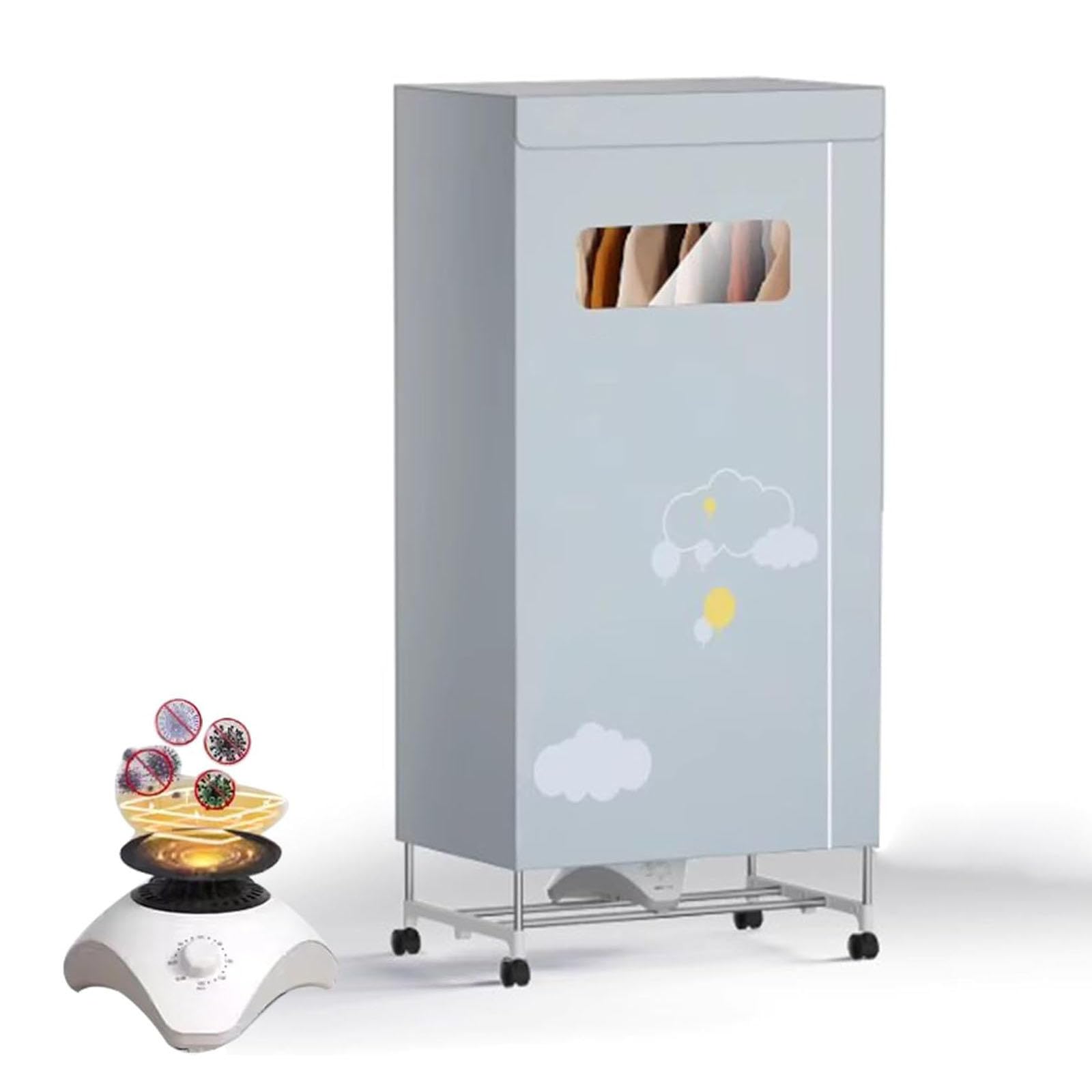 Podgrzewany wieszak na pranie - suszarka elektryczna - ulepszona szybka przenośna suszarka elektryczna 1200 W 2-poziomowa szybko podgrzewana suszarka do ubrań z okienkiem wizualnym