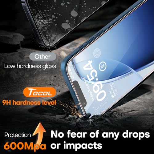 Image of TOCOL for iPhone 13 mini Screen Protector 9H Hardness Military Grade Shatterproof HD Tempered Glass Full Coverage Easy Installation Case Friendly 2 Pack