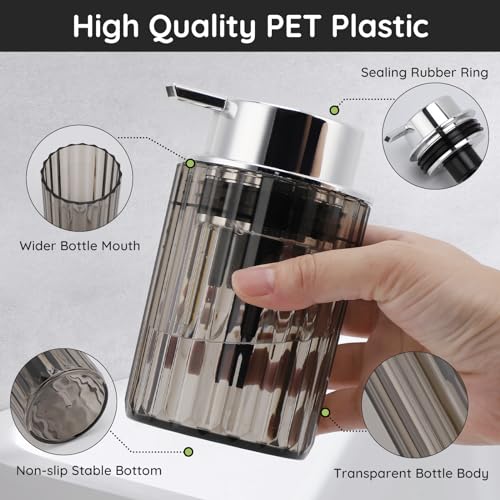 Image of Segbeauty Foam Soap Dispenser, 10.1oz Refillable Plastic Liquid Soap Dispenser Gray, 300ml Empty Press Foaming Pump Bottle Lotion Dispenser Bathroom Foaming Hand Soap Dispenser for Modern Home Decor