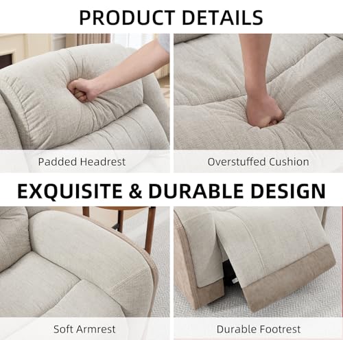 Sillón reclinable manual en tela beige suave miniatura 3