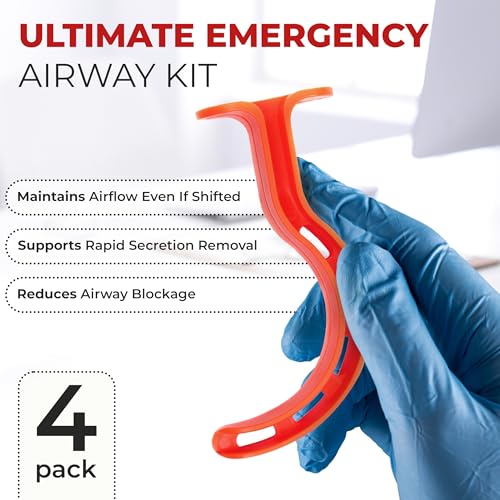 Image of Berman Oral Airway Emergency Kit Color Coded Disposable Polypropylene Airways Latex Free for First Aid EMT Paramedic CPR Trauma and Emergency Response 4-Pack
