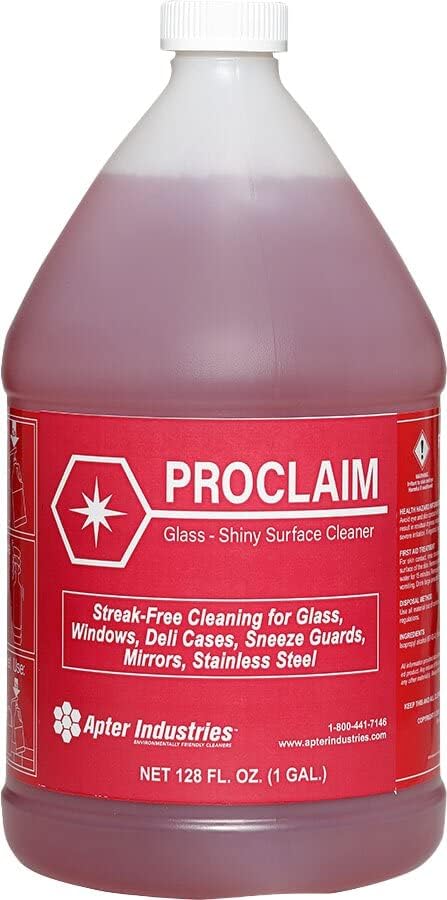 Proclaim Limpiador de superficies brillantes y vidrios - Limpiador sin rayas para superficies de vidrio y brillantes (1 galón)