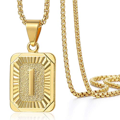 Trendsmax Initial Letter Pendant Necklace for Mens Womens Gold Plated Letter I Pendant Necklace Stainless Steel Box Link Chain 22inch