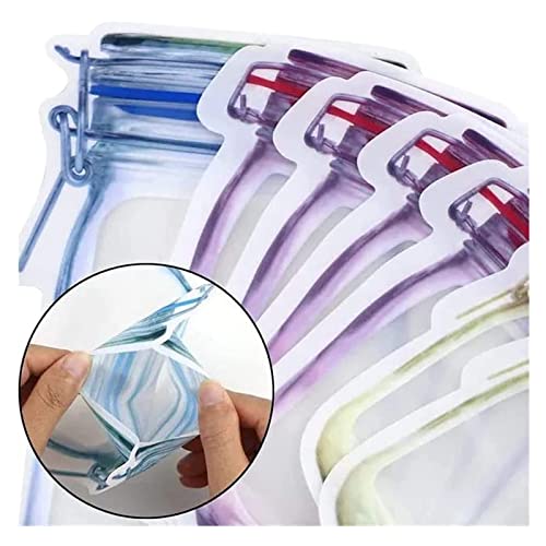 Reusable Mason Bottle Ziplock Bags,Reusable Leak-Proof Airtight Food Plastic Storage Bags For Kitchen Camping Travel Picnic Snack Bags (Uniform,10Pcs-Blue) #TOP1
