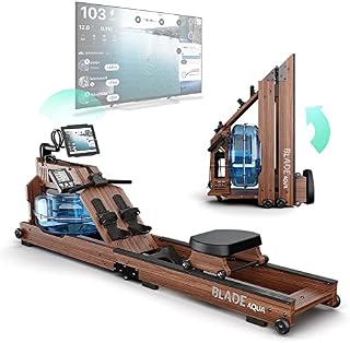 Bluefin Fitness Blade Aqua W-1 | Water Resistance Powered Rowing Machine | 100% Sustainable American Ashwood | Foldable Home Gym Equipment | LCD Console + Heart Rate Monitor | Kinomap App Integration