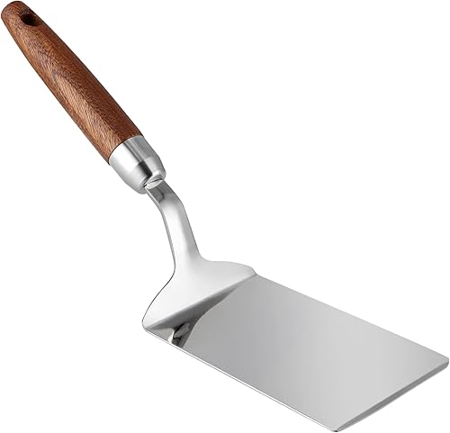 Espátula de acero inoxidable con mango de madera, volteador de panqueques antiadherente, aleta de huevo frito para cocinar, freír, asar a la
