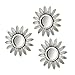 Dream Hogar Juego de 3 Espejos de Pared Decorativos Formas Redondas Estilo Indio Color Blanco plastico 25x25 cm
