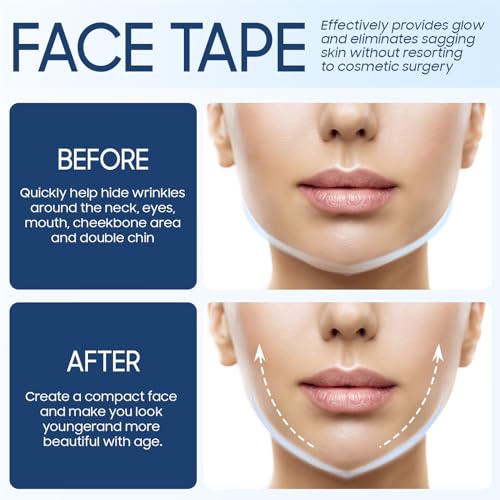 OETUIOW Fita de lifting facial, invisível, fitas respiráveis para levantar a pele flácida, esconder