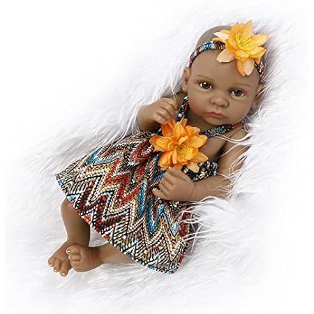Nicery Indien Style Peau Noire Vinyle Silicone Simulation Dur 10inch 26cm Etanche Jouet Orange Fille Reborn Bebe Bain Poupee Avec Les Yeux Acryliques Baby Doll Cadeau De Noel Amazon Fr Jeux Et