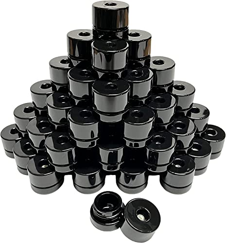 (50 Pack Refillable Storage Vacuum Seal Container Jar For Herb Floral Powder Spice Concentrates - 2ml Black Gloss