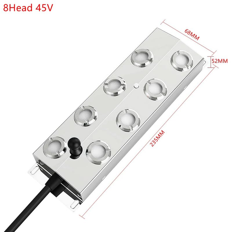 2/3/4/6/8/10/12 Head Ultrasonic Mist Maker Fogger Stainless Steel Air Humidifier Greenhouse Fountain Pond Atomizer Humidifier (8Head 45V)