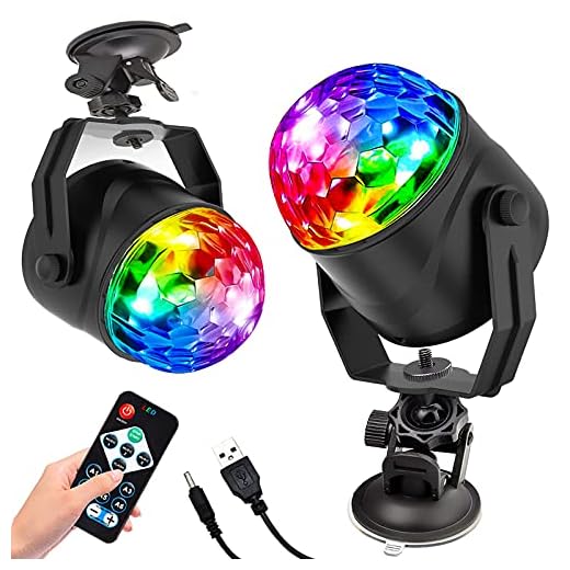 Apoesar [2-Pack] Disco Party Lights Strobe Light Usb Plug in Stage Light for Car Home Room Dance Parties Birthday Dj Bar Karaoke Xmas Wedding Club Pub