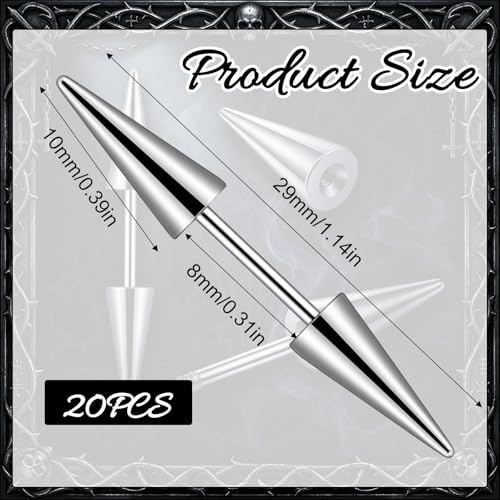 Pinzas para cabello punk Nogeqi 20 piezas plata miniatura 5