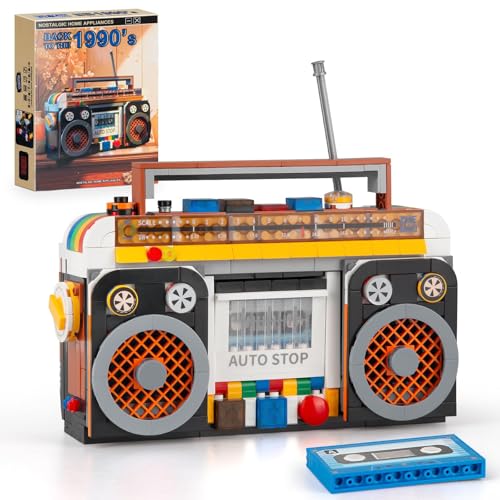 HIGH GODO Vintage Radio Klemmbausteine 554 Teile Retro Radio Mini Bausteine Set Klassisches Radio Musikstudio Display Modell Creative Heimdekoration Geschenks für Erwachsene or Jugendliche