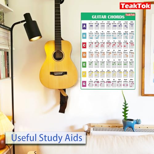 guitar chord chart poster for beginner and portable a4 laminated chords guitar