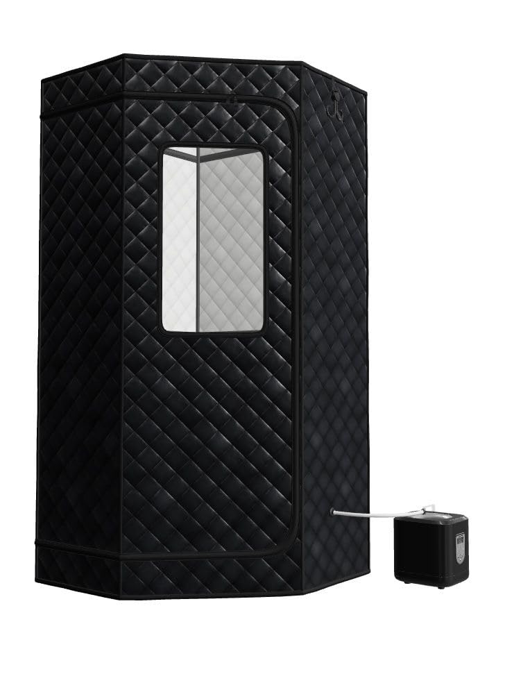 Image of Essensolife Upgraded Home Sauna Box with 1500W Steamer & Folding Chair - Multi Layered Diamond Shaped Portable Steam Sauna Tent for Detox, Relaxation & Indoor /Outdoor Spa
