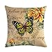 ULOVE LOVE YOURSELF Butterfly Pattern Throw Pillow Covers Vintage Style Home Decorative Cushion Cover Yellow&Pink Flowers Pillowcase 18”×18”,4Pack