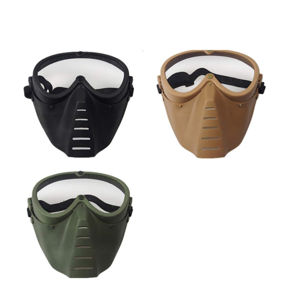 Outdoor Paintball Shooting Face Protection Gear Tactical Full Face PC Mask - Tan