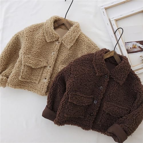 Toddler Girls Fleece Jacket Long Sleeve Lapel Collar Short Coat Baby Winter Windproof Outwear with Pocket2