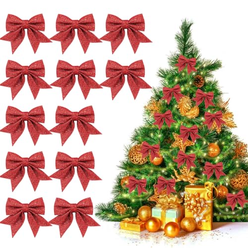 folaoerrr 12 Stück Rote Schleifen Weihnachtsbaum Deko...