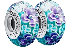 2Pcs Murano Glass Charms for Pandora Bracelet