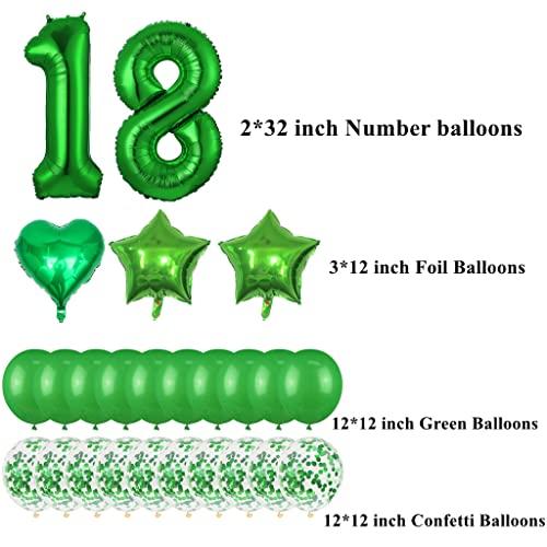 18° compleanno, decorazione verde, decorazione di