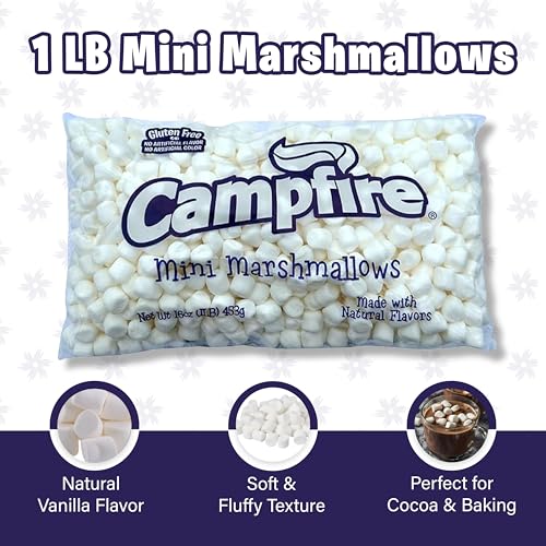 image for Firestix 1 lb Bag Campfire Mini Marshmallows – Vanilla Flavored, Glu
