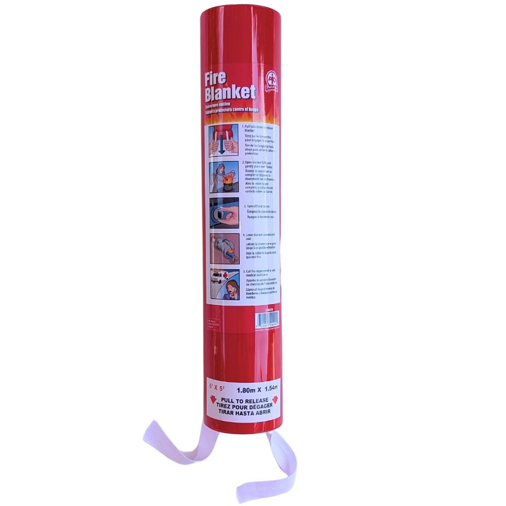 ToughWorkz 6 x 5-ft Emergency Fire Blanket for Fire Suppression. Attractive Wall Mount. Quick Release. Place in Kitchens, Office, Marine, Garage, Fireplace, BBQ.