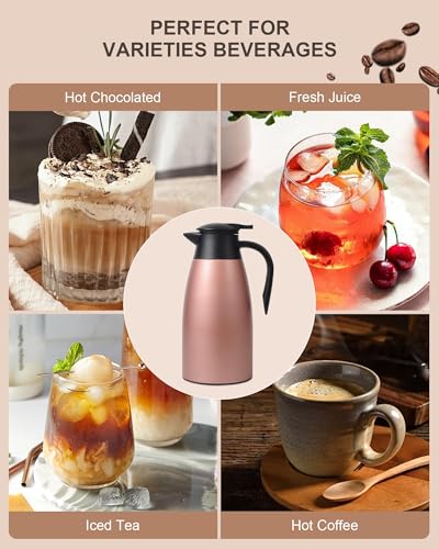 Image of 70 oz Thermal Coffee Carafe for keeping hot, Updated Carafe for hot liquid, Airpot Insulated Stainless Steel Vacuum Thermal Pot for Coffee, Hot Water,Keep Hot 12 Hours (pink+pink)