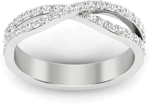 Vista 2 de Anillo de plata de ley 925 de corte redondo de 0,37 quilates de media eternidad de corte redondo DVVS1 para mujer