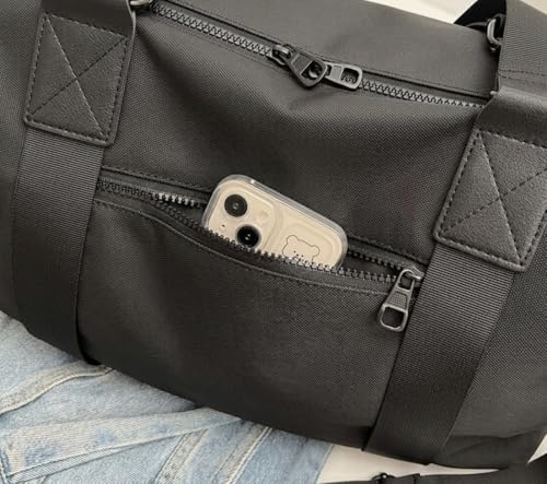 Image of WILDHORN Nylon Travel Duffle Bag for Women & Men | Stylish Weekender Handbag with Shoulder Strap | Lightweight Multipurpose Gym, Office & Overnight Bag (Black)