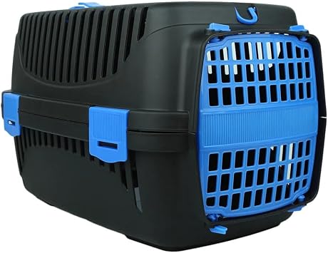 Kedi Köpek Evcil Hayvan Taşıma Çantası Box Orta Boy Çok Fonksiyonlu (Siyah-Mavi)