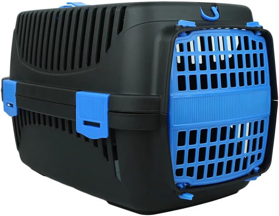 Kedi Köpek Evcil Hayvan Taşıma Çantası Box Orta Boy Çok Fonksiyonlu (Siyah-Mavi)