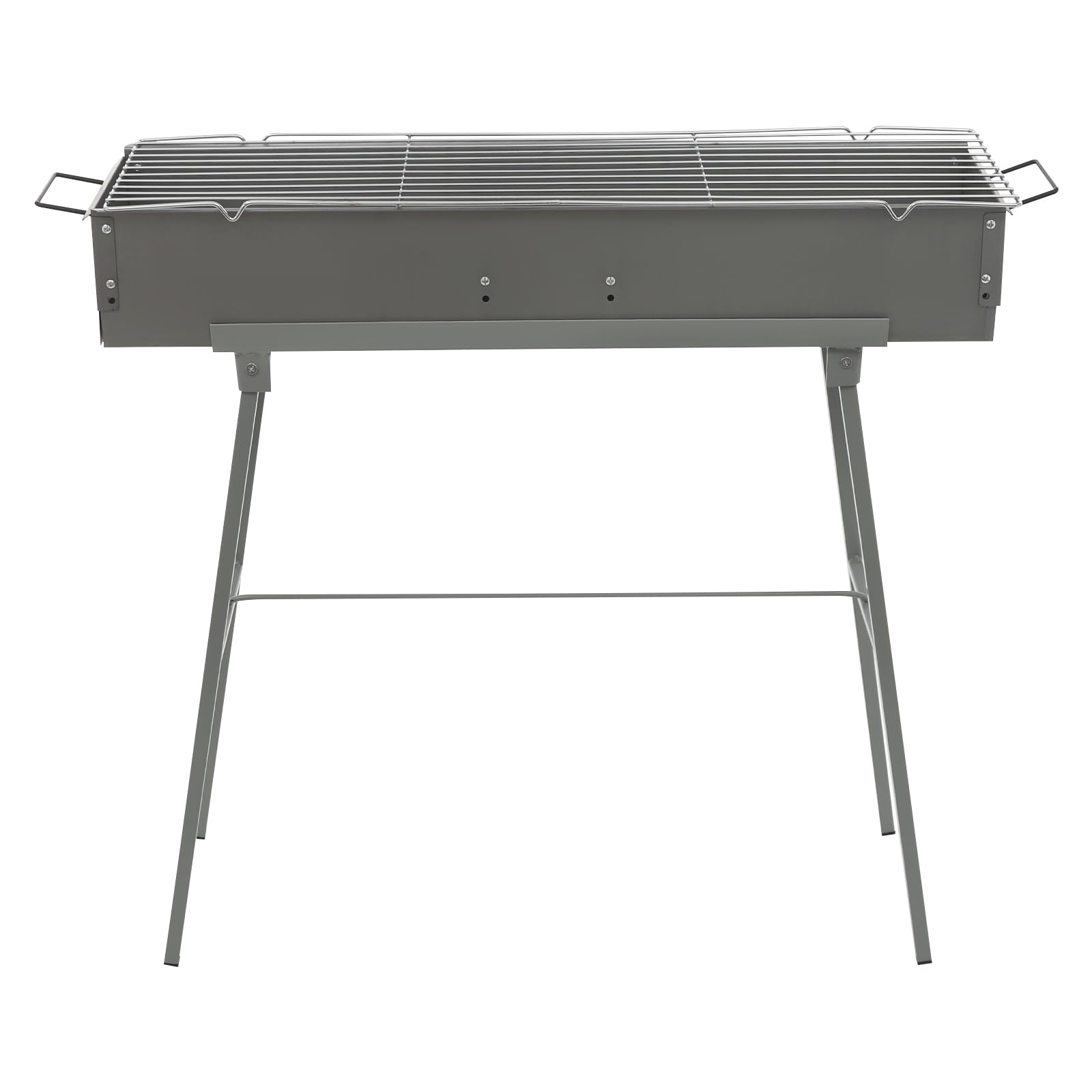 Składany grill kempingowy, grill z kratką i drążkiem podporowym, 80 x 18 x 13 cm, mobilny składany grill ogrodowy