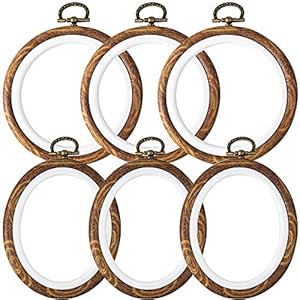 Caydo 6 Pieces 4 Inch Round and Oval Embroidery Hoop Display Frame Circle for Art Craft Sewing and Ornaments