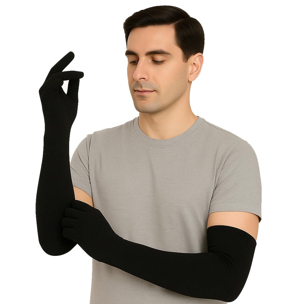 Weavers Villa Cotton Summer Gloves for Men & Women | Anti-Slip UV Protection Arm Hand Gloves | Outdoor Sun, Dust, Pollution Shield | Elastic Fit | Pack of 1 Pair-image-38